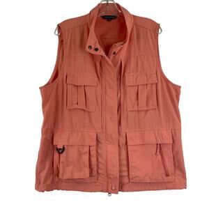 TravelSmith Peach Orange Full Zip Vest Safari Outdoors Women's XL